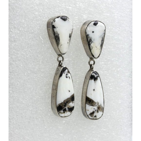 John Begay Jewelry - 925 STERLING vintage John Begay JB Navajo WHITE BUFFALO earrings, 17.4 gr 2"